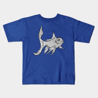 Graphic Tattoo Style Goldfish Fish Design Kids T-Shirt